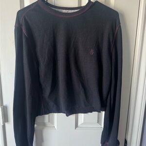 Volcom Black and Red Stitch Crew Neck Sweater